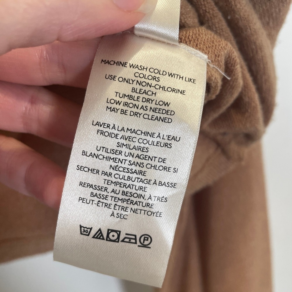 Anthropologie Twist Front V-Neck Crop Sweater Long Sleeve‎ Camel Brown Neutral S - Picture 5 of 7